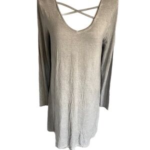 Ultra Flirt Criss Cross Swing Dress Gray Ombré Beachy Minimalist